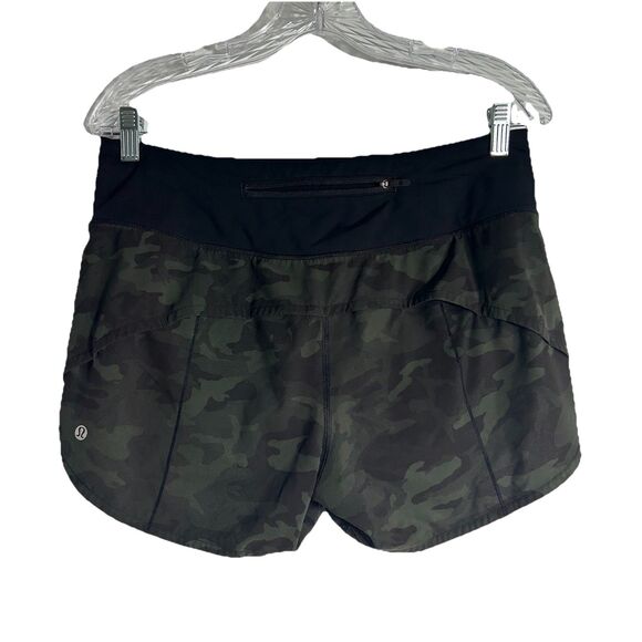 Lululemon Speed Up Shorts 4-Way Stretch  Sz 8 Camo Green Black 2.5" Inseam - Picture 4 of 11